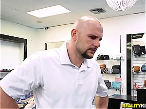 Olivia Austin fucks the sole fetishist store clerk for a discount